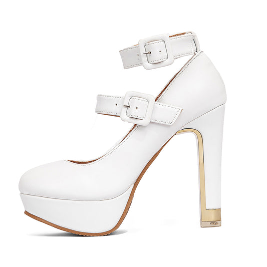 Women's Block High Heels Platform Pumps