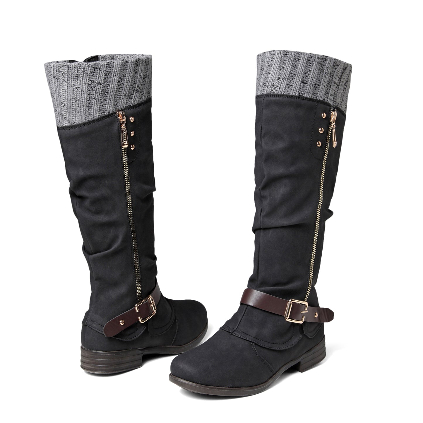 Women's Flat Low Heel Winter Knee Boots Shoes