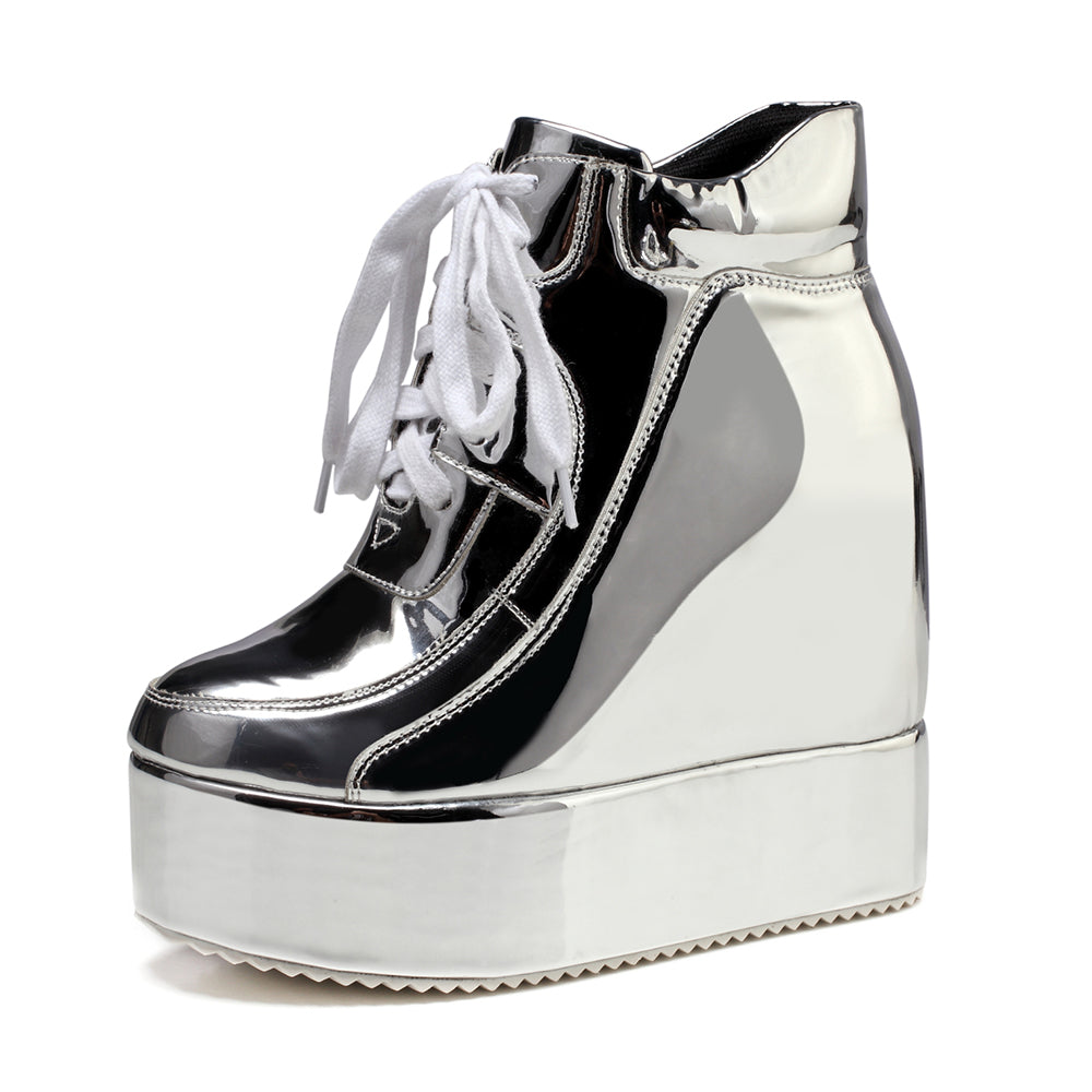 Women's Platform Sneakers Chelsea Punk Patent Ankle Boots